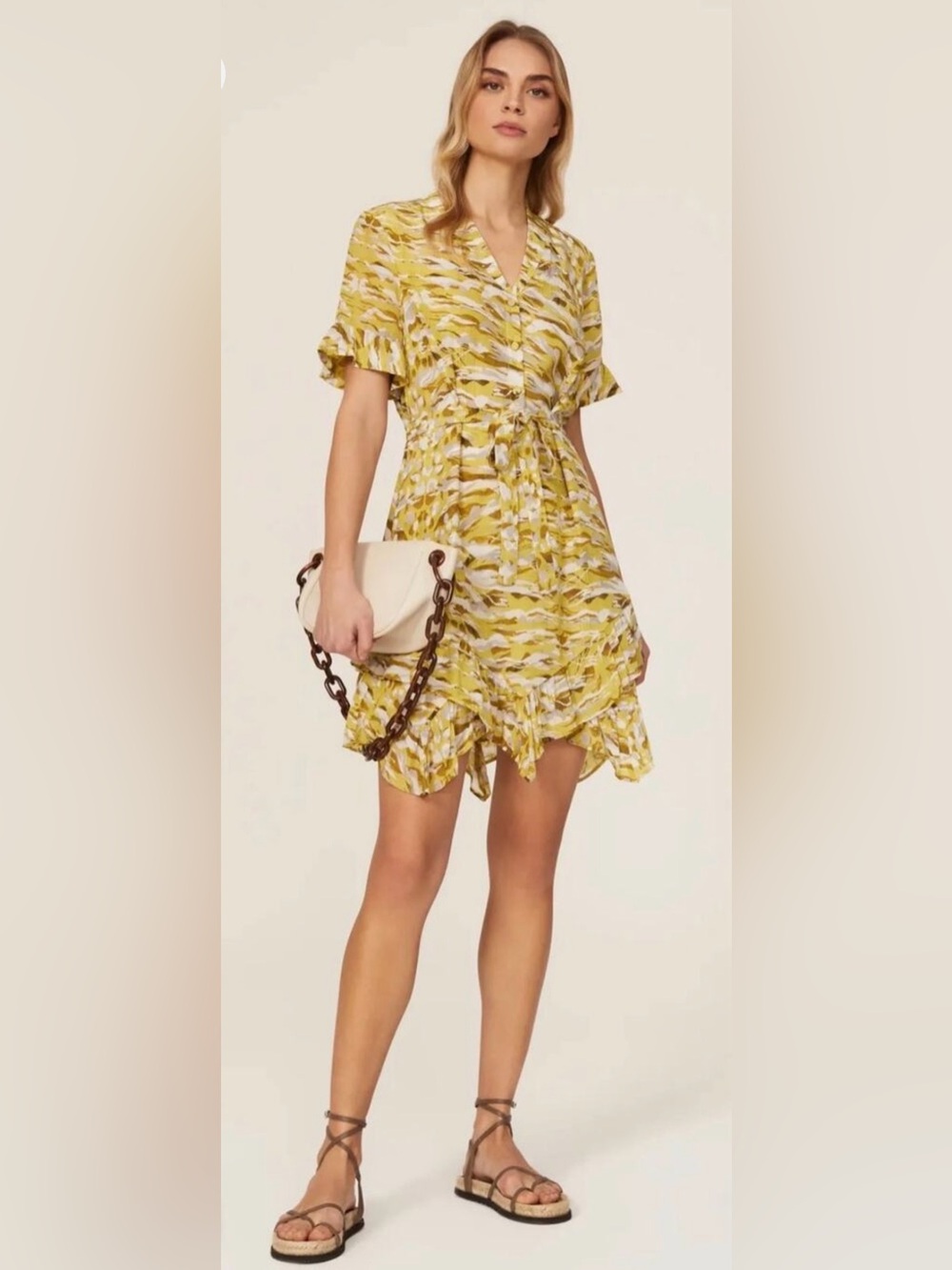 AllSaints Frankie Oniyuri(Tiger Lily in Japanese)Dress in Abstract Yellow Camo 4